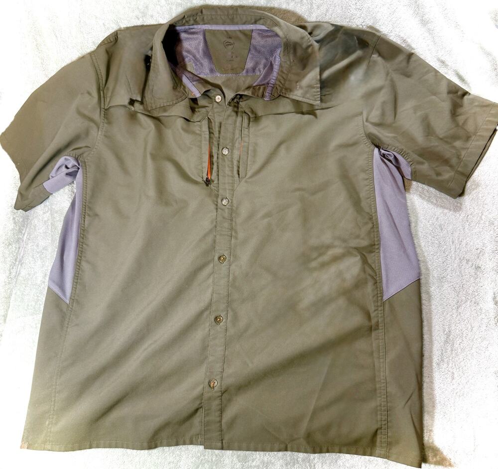 Cabela's XPG 4MOST Shirt Men's 2XL NWOT Forest Green Orange Vented Short Sleeve